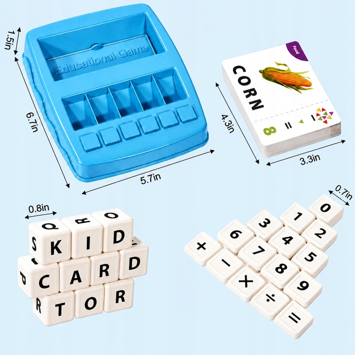 EDUCATIONAL SET 2IN1 MACHINE FOR LEARNING LETTERS AND NUMBERS MONTESSORI BLUE Packaging status original