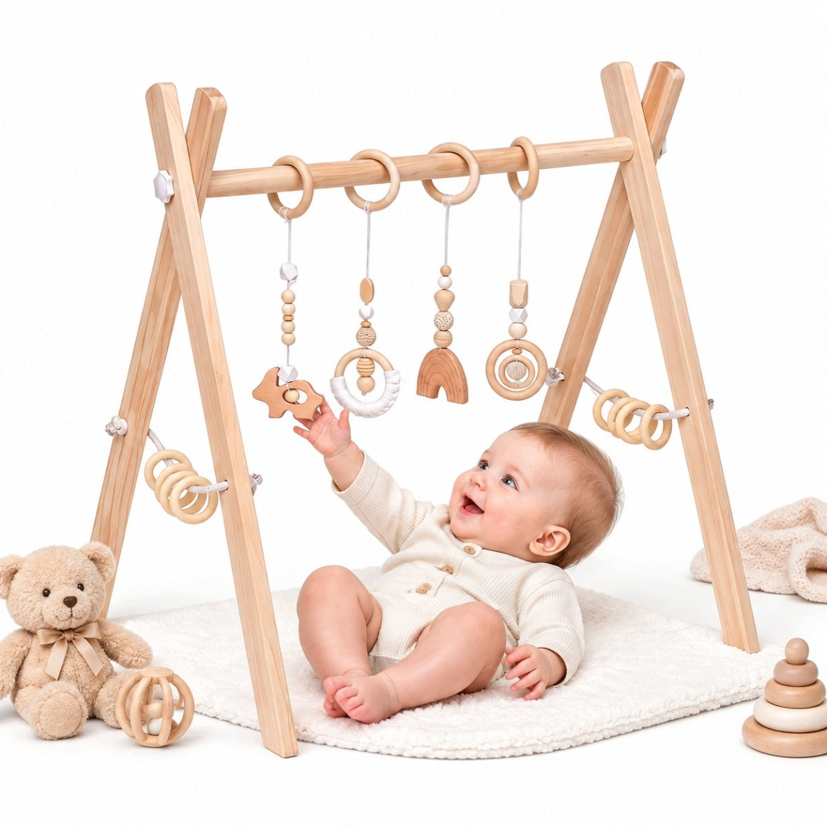 EDUCATIONAL STAND FOR BABY BOY WOODEN BABY GYM NEW 2026