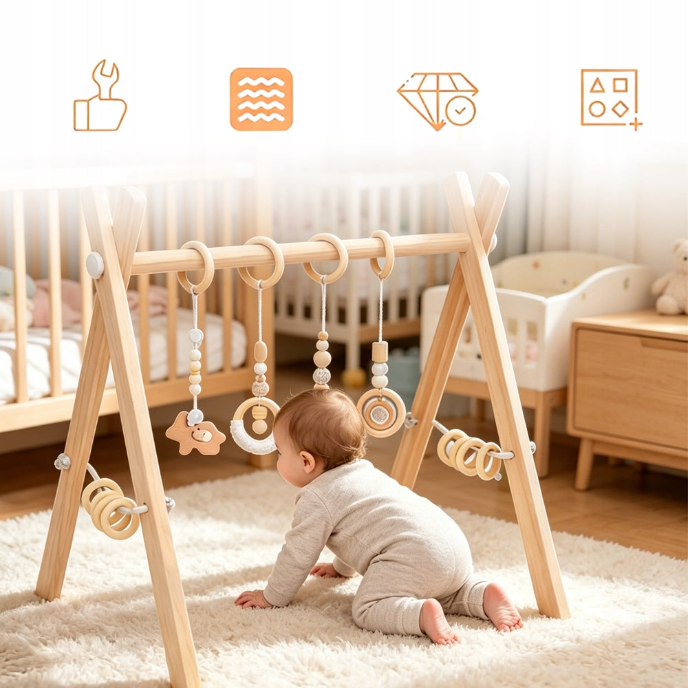 EDUCATIONAL STAND GYMNASTIC WOODEN BEECH BABY GYM FUN FOR CHILDREN Brand no brand