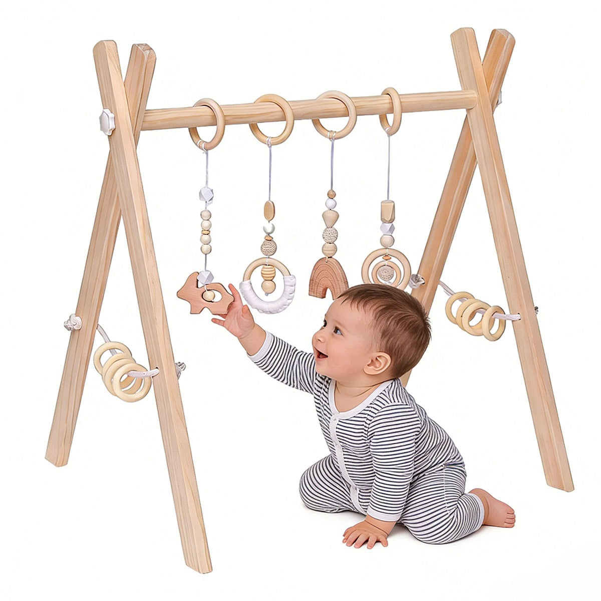EDUCATIONAL STAND WOODEN BEECH BABY GYM CHILDREN BABIES