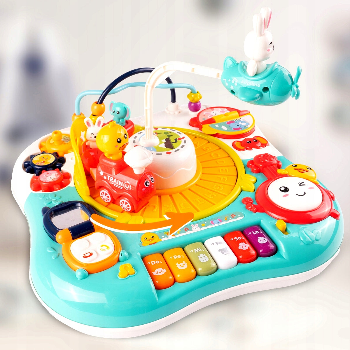 EDUCATIONAL TABLE INTERACTIVE DEVELOPMENT 2in1 MUSICAL TRAIN LIGHT PIANO Kid's age 18＋ months