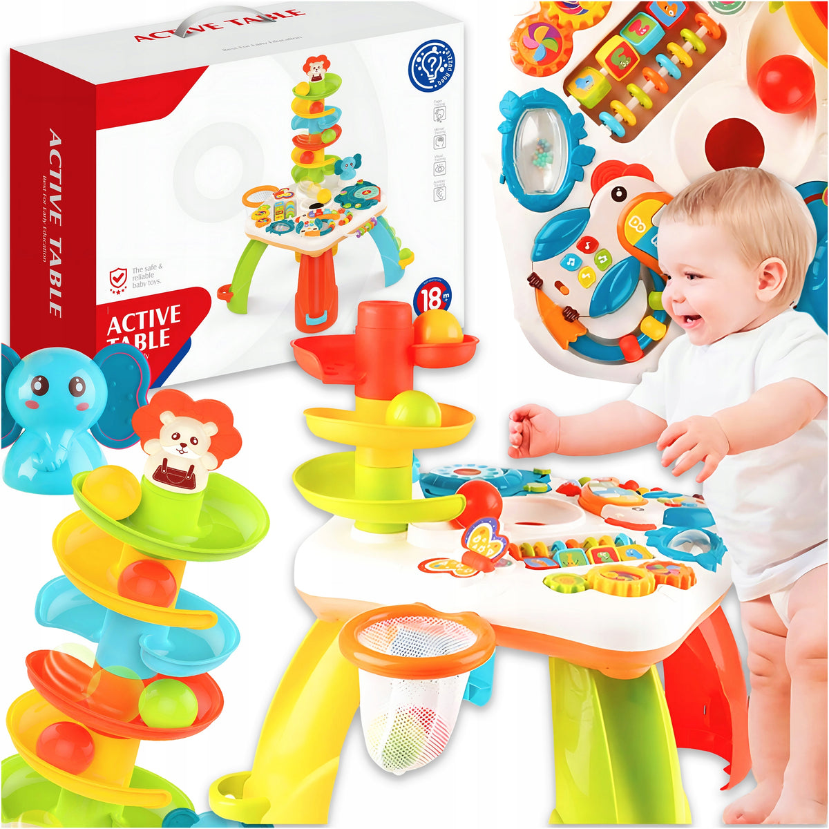 EDUCATIONAL TABLE INTERACTIVE MULTIFUNCTIONAL BALL TRACK SLIDE BALLS