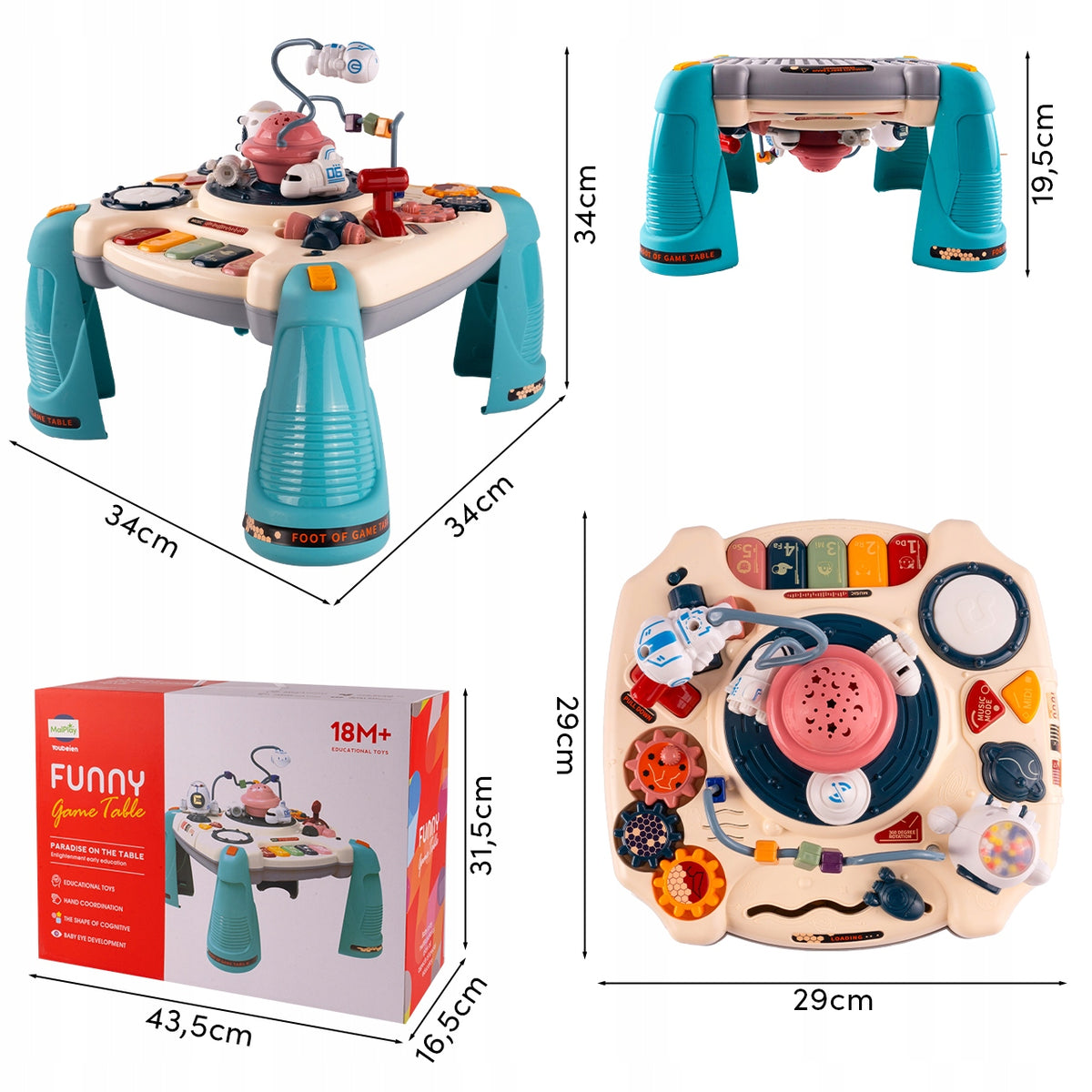 EDUCATIONAL TABLE INTERACTIVE MUSIC PANEL PIANO 2IN1 FOR CHILDREN Packaging status original