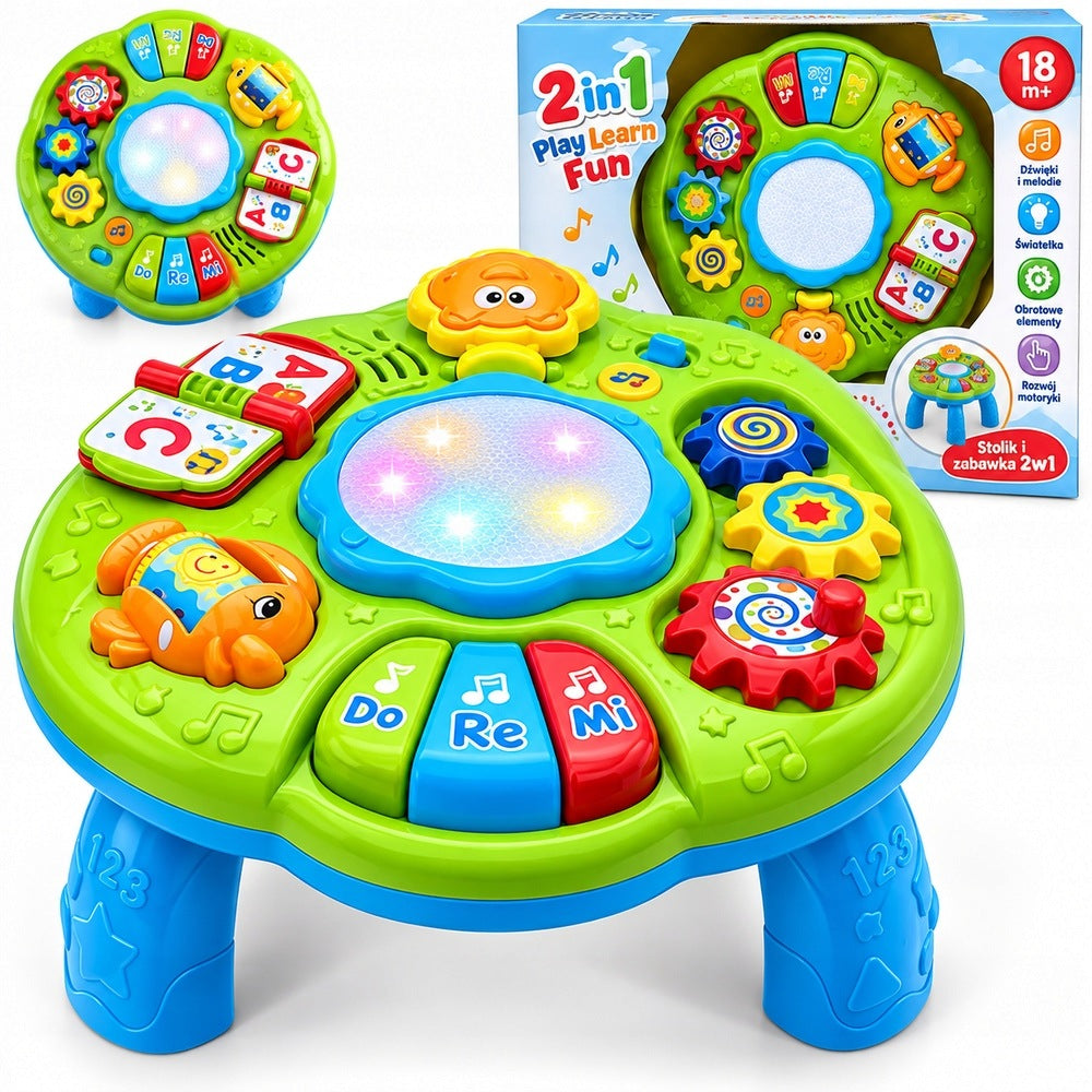EDUCATIONAL TABLE MUSIC PANEL WITH DRUM 6IN1 Lights Sounds LEARNING