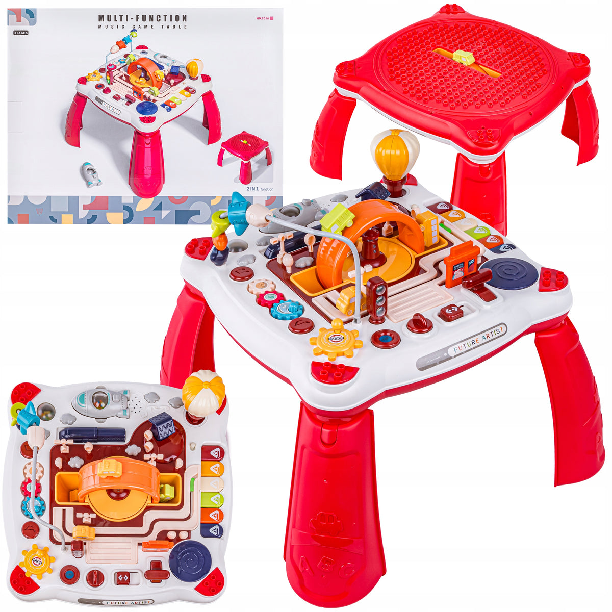 EDUCATIONAL TABLE for children 2in1 VEHICLES PIANO Rocket MELODIES LIGHT