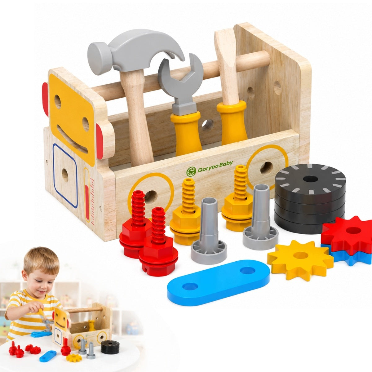 EDUCATIONAL TOY WOODEN TOOL BOX FOR CHILDREN SET