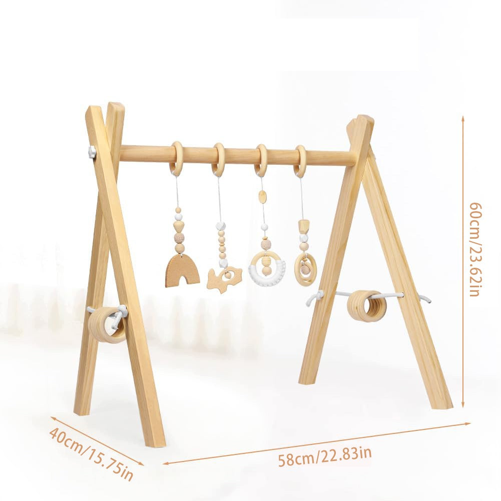 EDUCATIONAL WOODEN GYM STAND WITH PENDANTS FOR BABY NATURAL Brand no brand