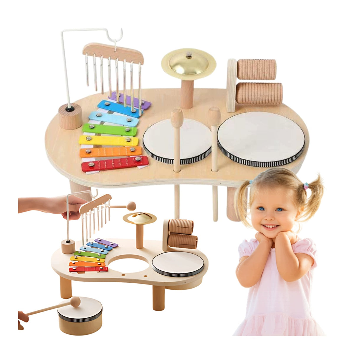 EDUCATIONAL WOODEN MUSICAL MANIPULATIVE SENSORY TABLE FOR KIDS