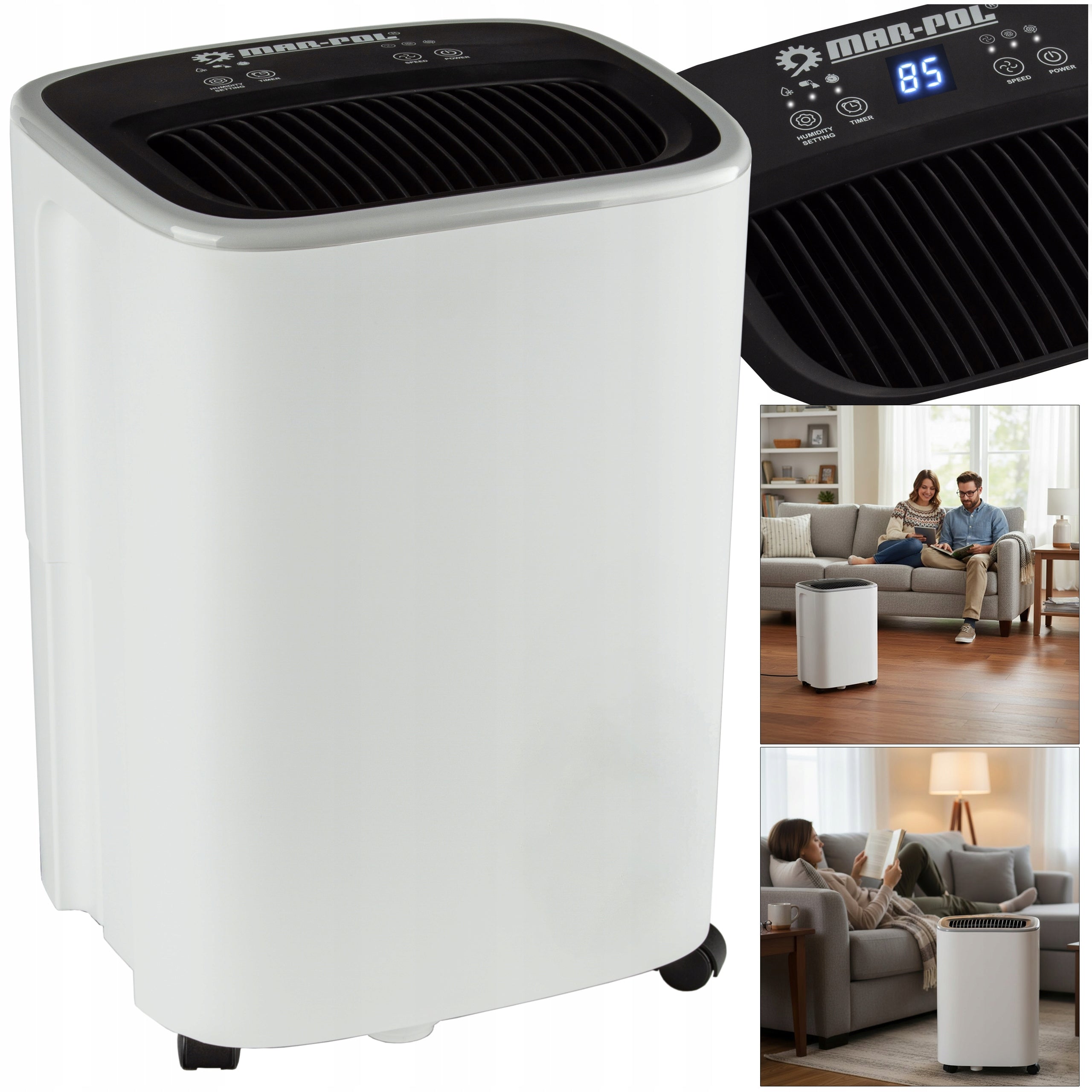 EFFICIENT DEHUMIDIFIER MOISTURE ABSORBER SILENT TIMER 12L/24H MAR-POL