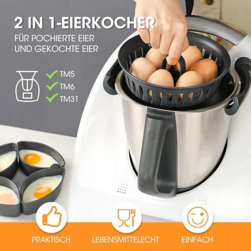 EGG COOKER 2IN1 FOR THERMOMIX TM5 TM6 TM31 EGG COOKING INSERT steel Dominant color clear
