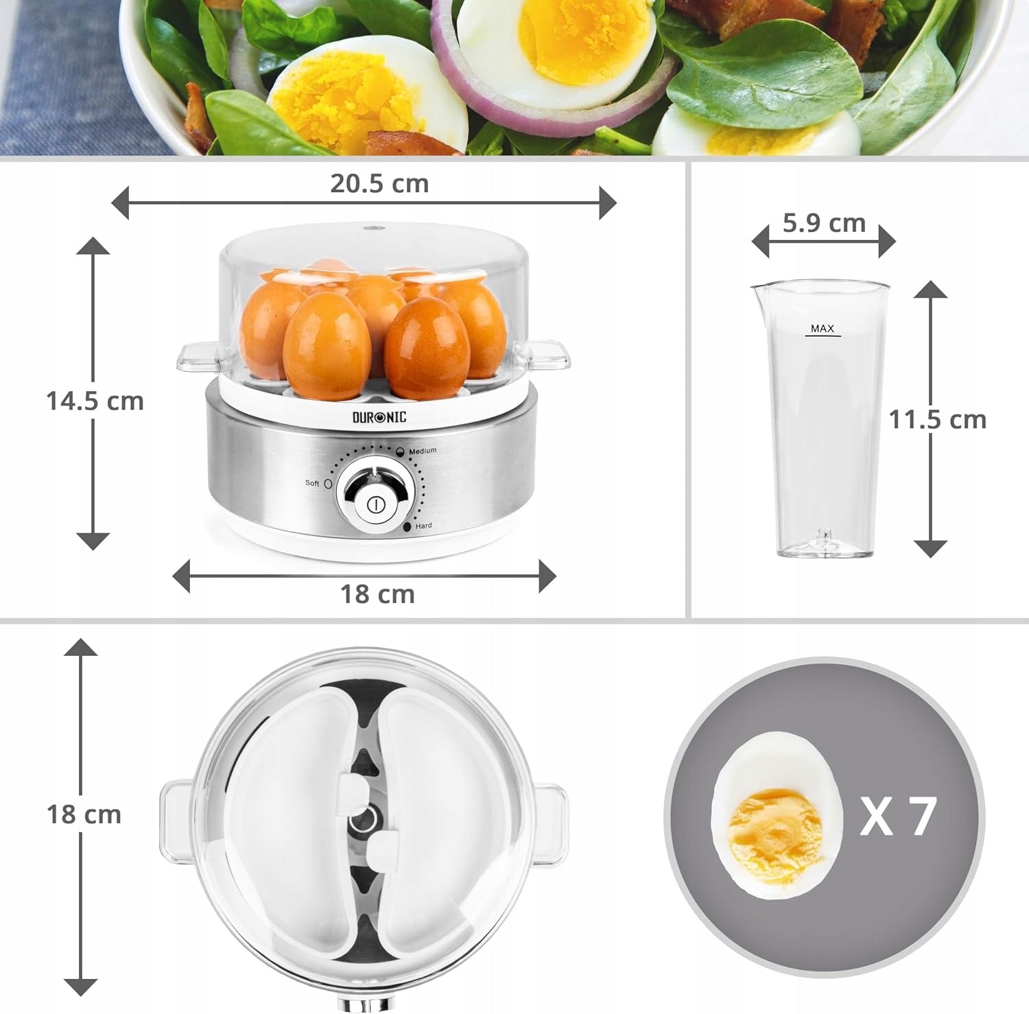 EGG COOKER 400W FOR 7 EGGS AUTOMATIC SHUTDOWN Dominant color clear