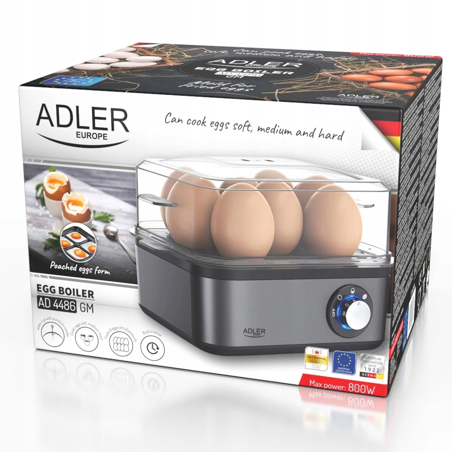EGG COOKER 8 EGGS SOFT HARD BOILED EGG COOKER ADLER AD4486 Manufacturer code AD4486GM