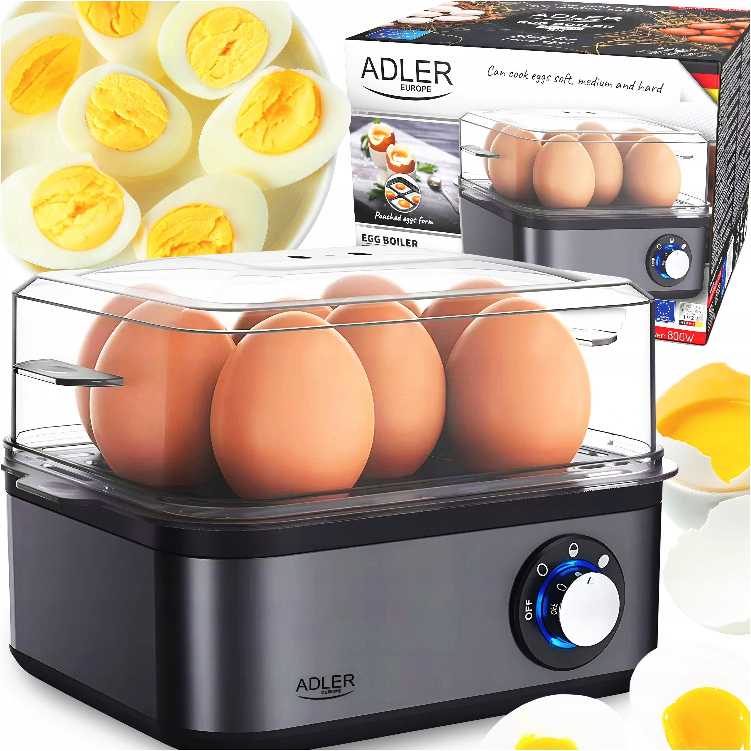 EGG COOKER 8 EGGS SOFT HARD BOILED EGG COOKER ADLER AD4486