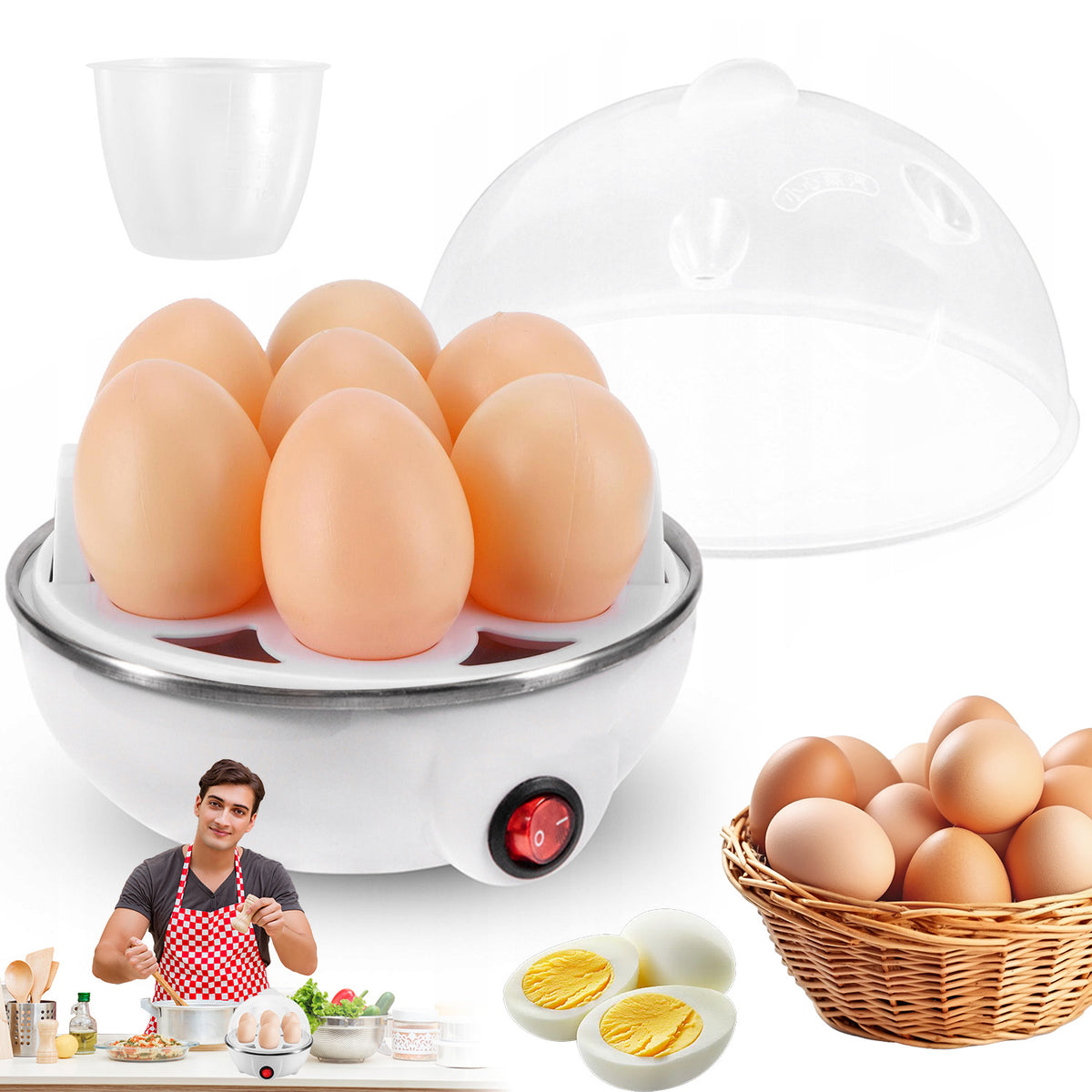 EGG COOKER AUTOMATIC EGG COOKER 7 EGGS 350W +WHITE SCOOP