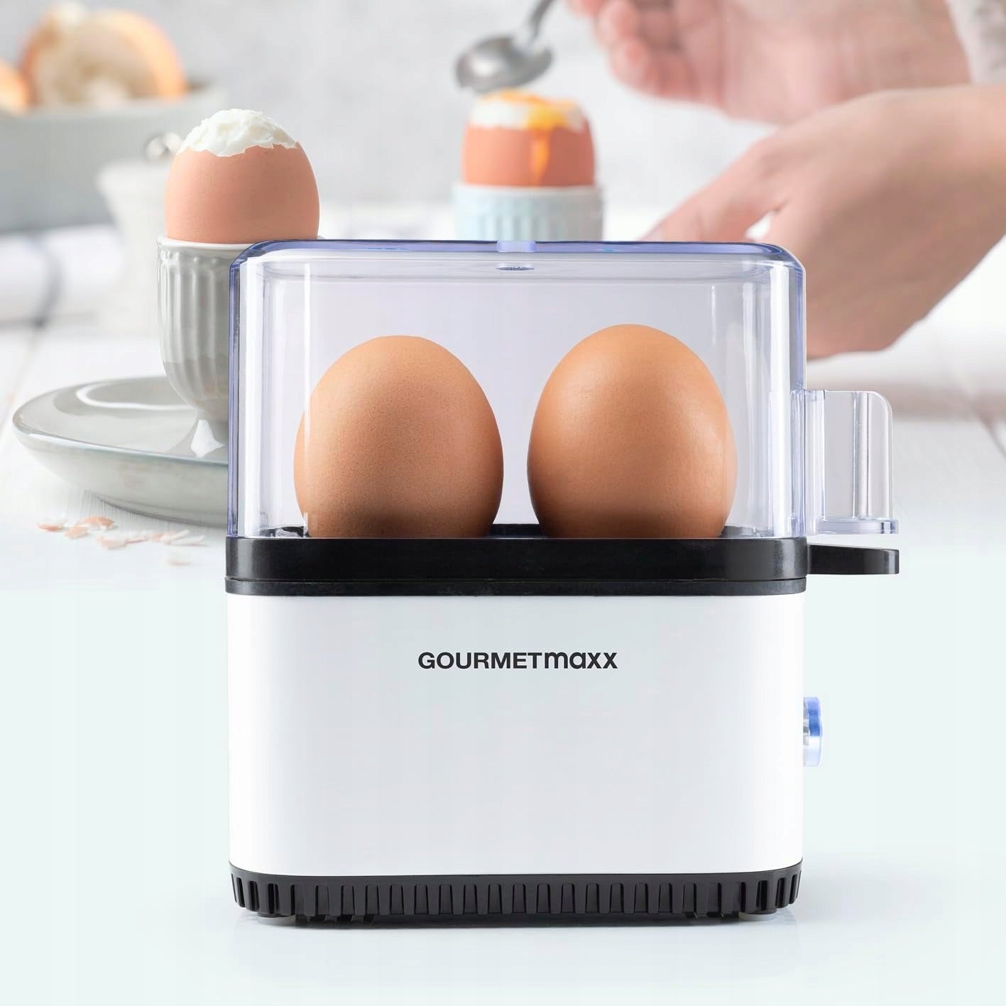 EGG COOKER FOR 2 EGGS WITH 3 DEGREES OF HARDNESS PUNCH IN MEASURING CUP Manufacturer code 0008236137293