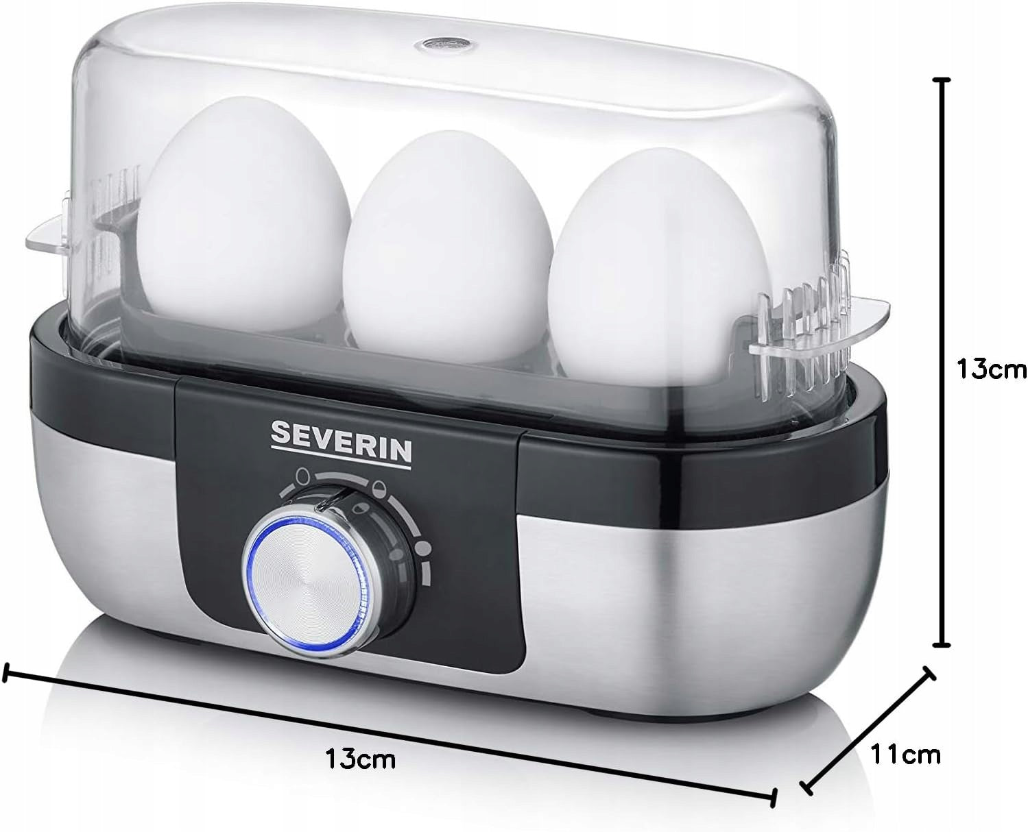 EGG COOKER SEVERIN EK 3163 FOR 3 EGGS, ELECTRONIC TIMER, STAINLESS STEEL Packaging status original