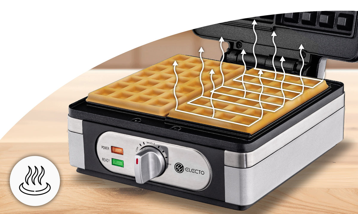 ELECTO 2000W WAFFLE MAKER WITH TEMPERATURE CONTROL 2 LARGE CRISPY WAFFLES XXL Manufacturer code GOFROWNICA MOCNA 2 PUSZYSTE GOFRY REGULACJA
