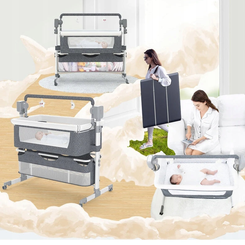 ELECTRIC BABY COT AUTOMATIC ROCKING CRADLE MOSQUITO NET PILOT Color gray
