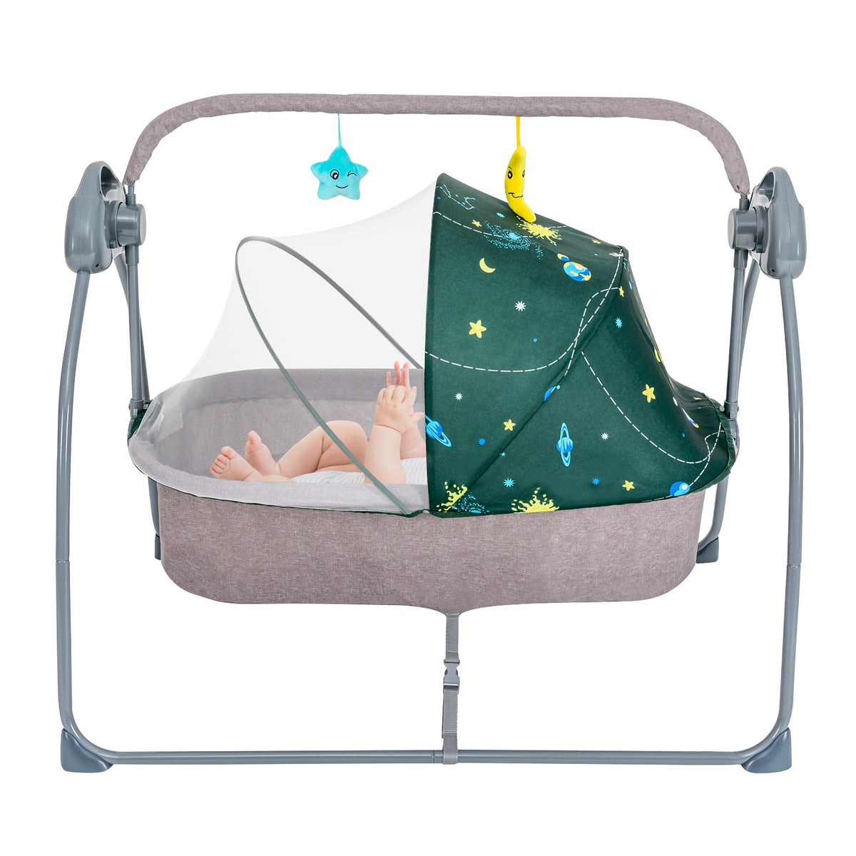 ELECTRIC BABY ROCKER CRIB WITH REMOTE CONTROL, MUSIC AND 3W TIMER