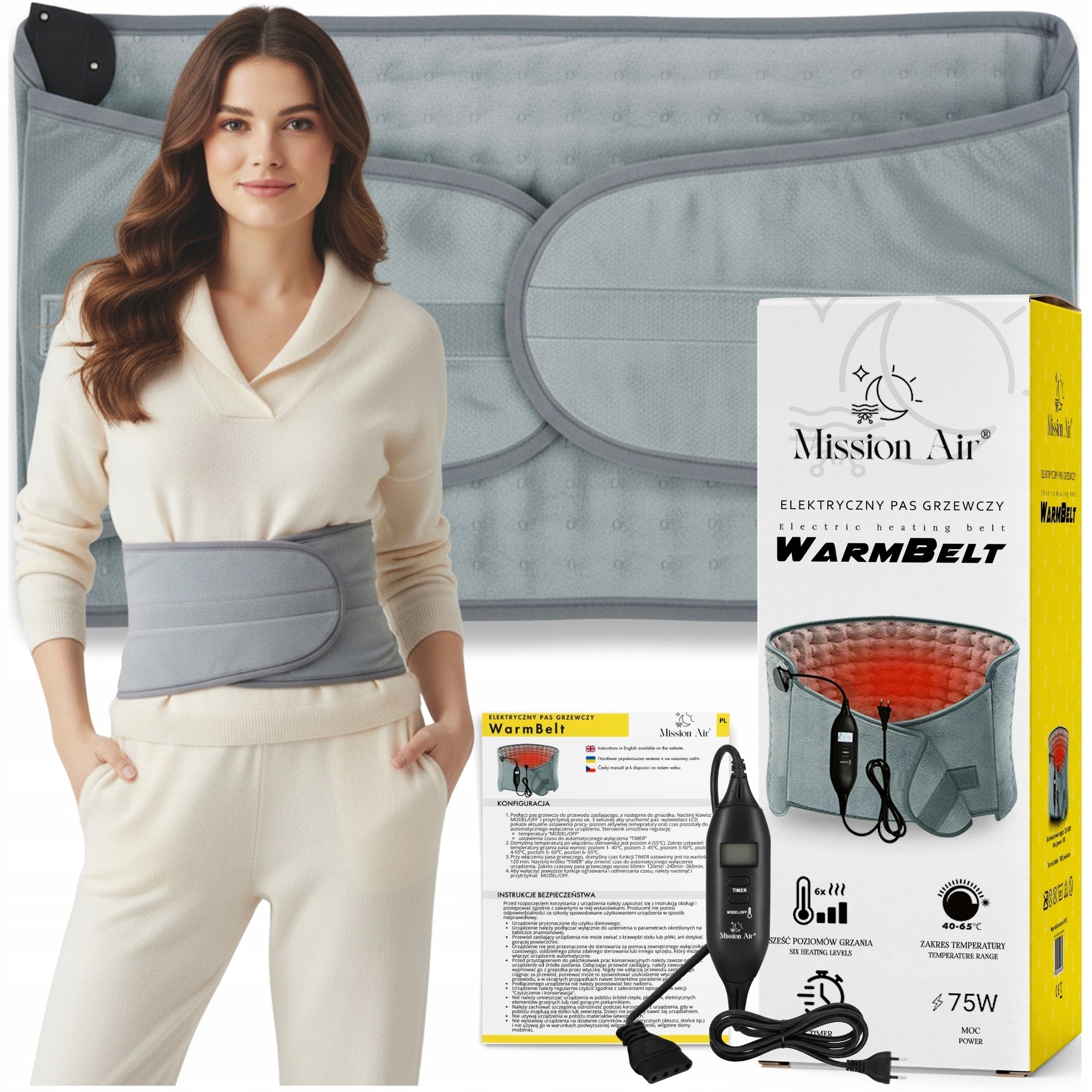 ELECTRIC BACK HEATING BELT Thermal Mat TEMPERATURE CONTROL 75W