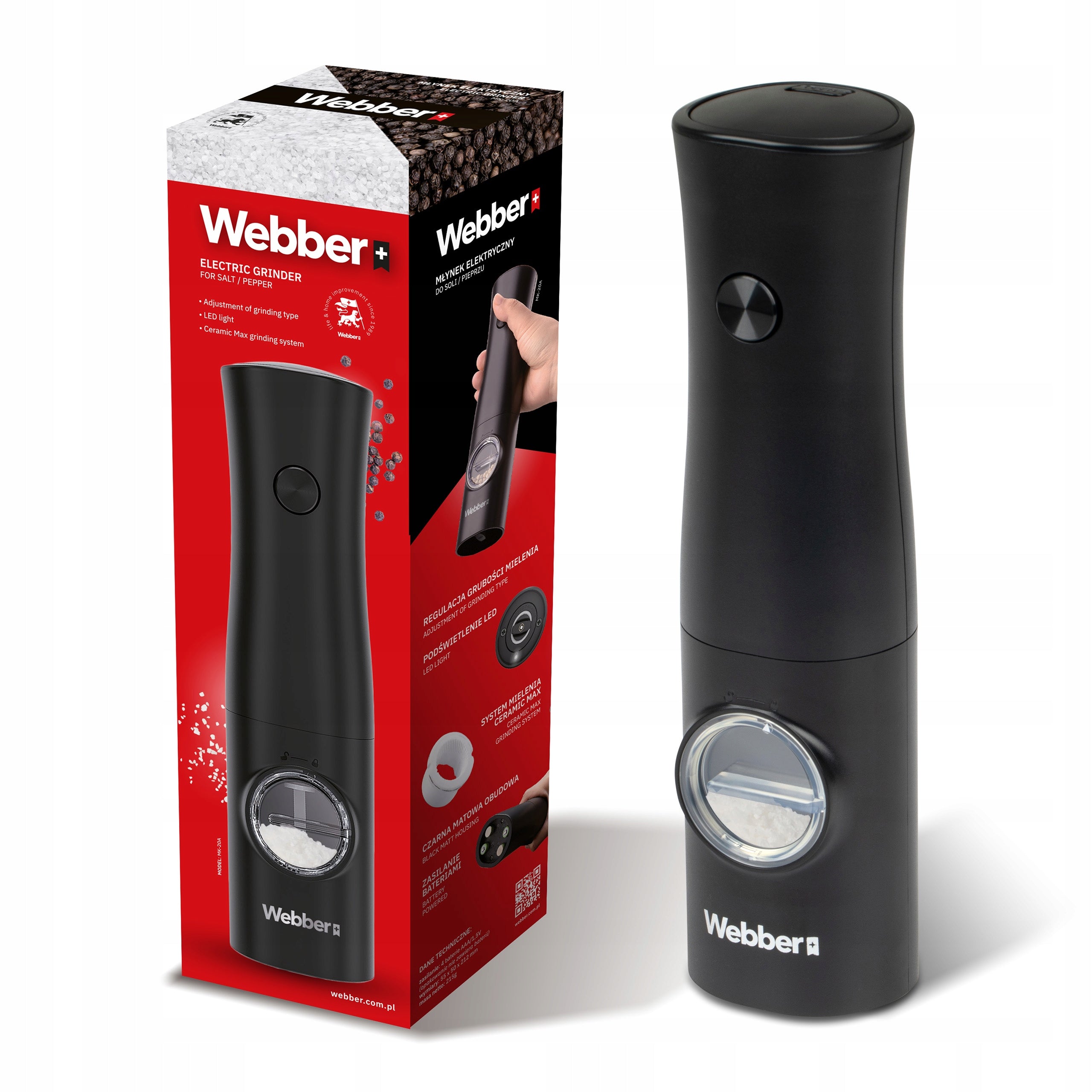ELECTRIC BATTERY OPERATED PEPPER AND SALT GRINDER 1 PACK