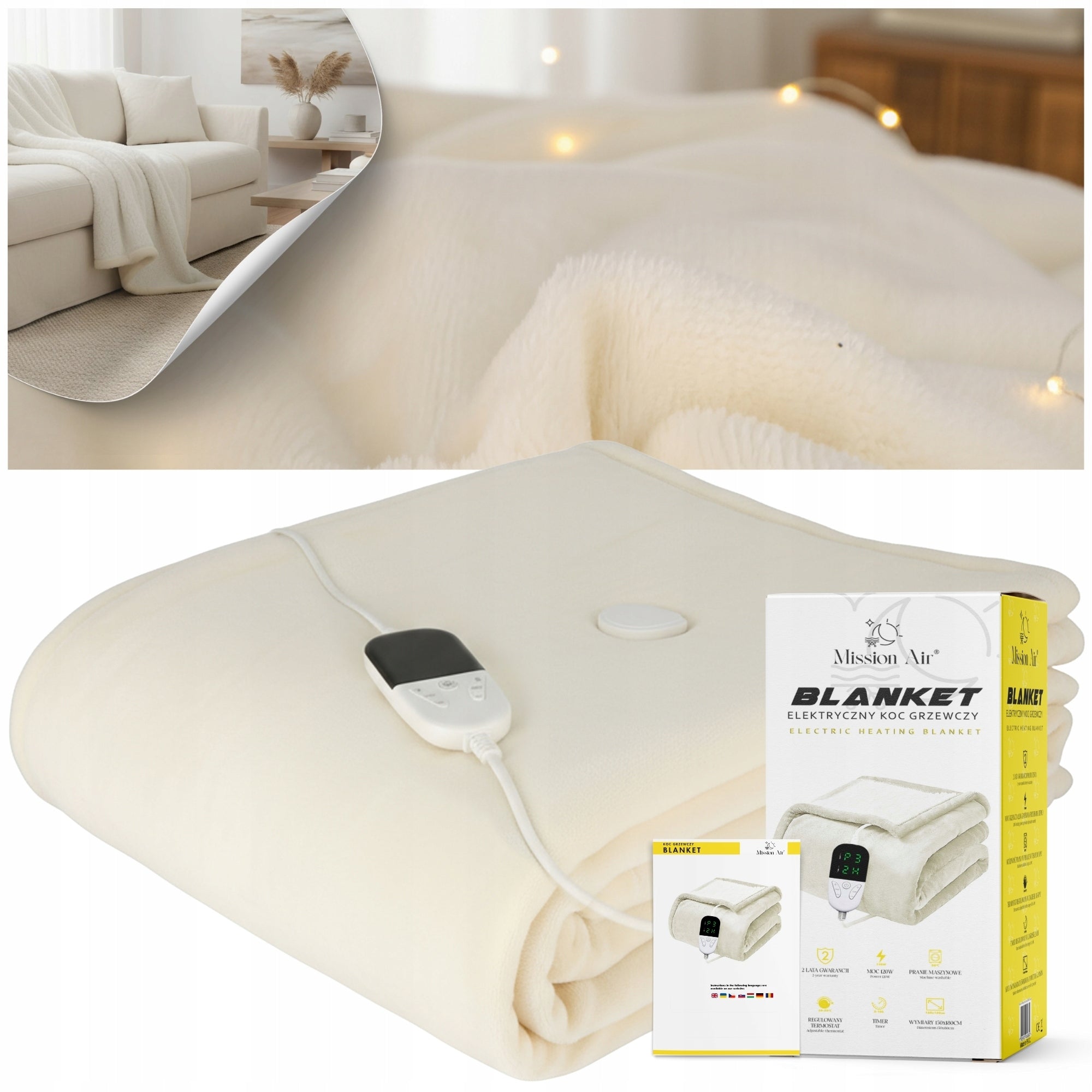 ELECTRIC BLANKET LARGE SOFT THICK heating mat PILOT TIMER 120W 150x180cm