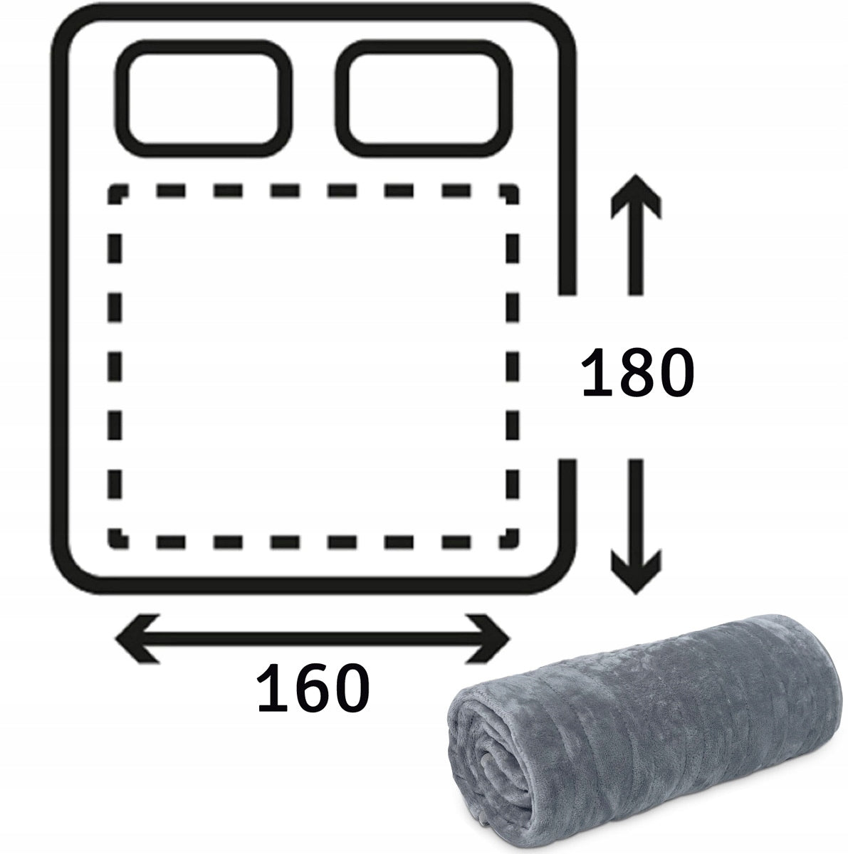 ELECTRIC BLANKET TWO-ZONE HEATED HEATING MAT 180x160 2 REMOTE CONTROL 160W Packaging status original