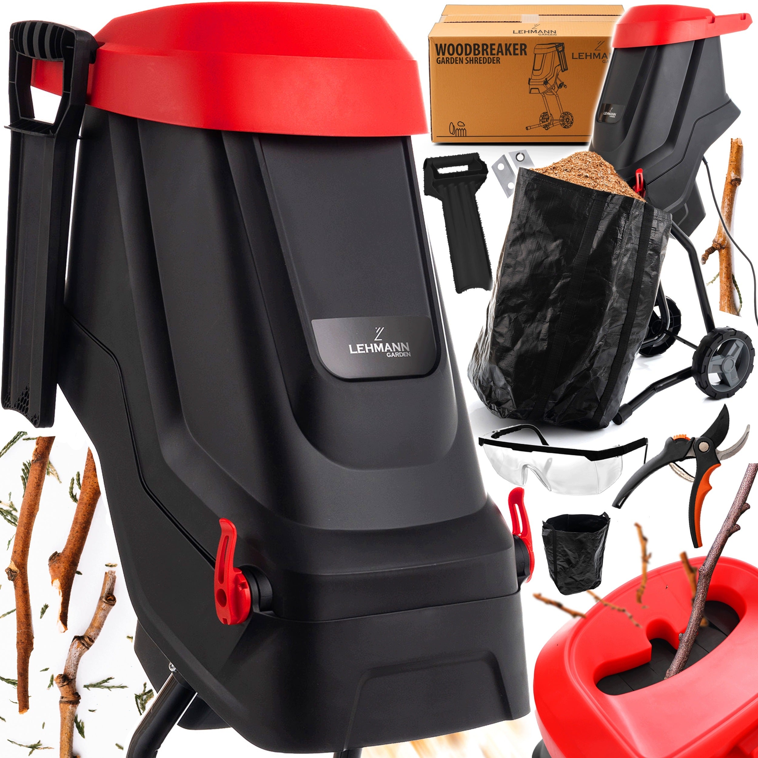 ELECTRIC BRANCH SHREDDER SELF-PRIMING KNIFE CHIPPER 45MM 3600W