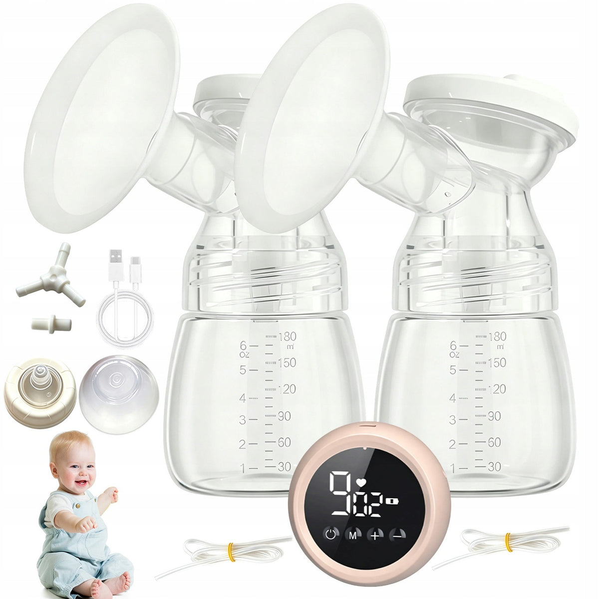 ELECTRIC BREAST PUMP 9 LEVELS OF SUCTION POWER 2 MODES OF OPERATION SAFETY