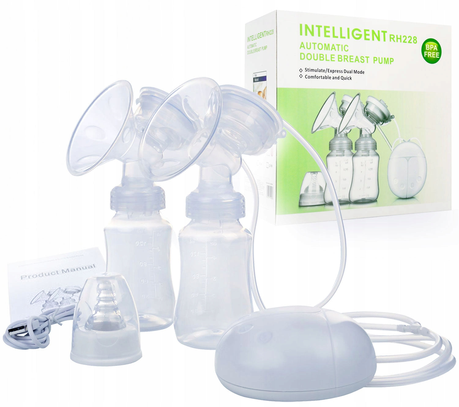 ELECTRIC BREAST PUMP DOUBLE TWO-PHASE MILK EXTRACTOR 4 LEVELS 2IN1 Medical device no