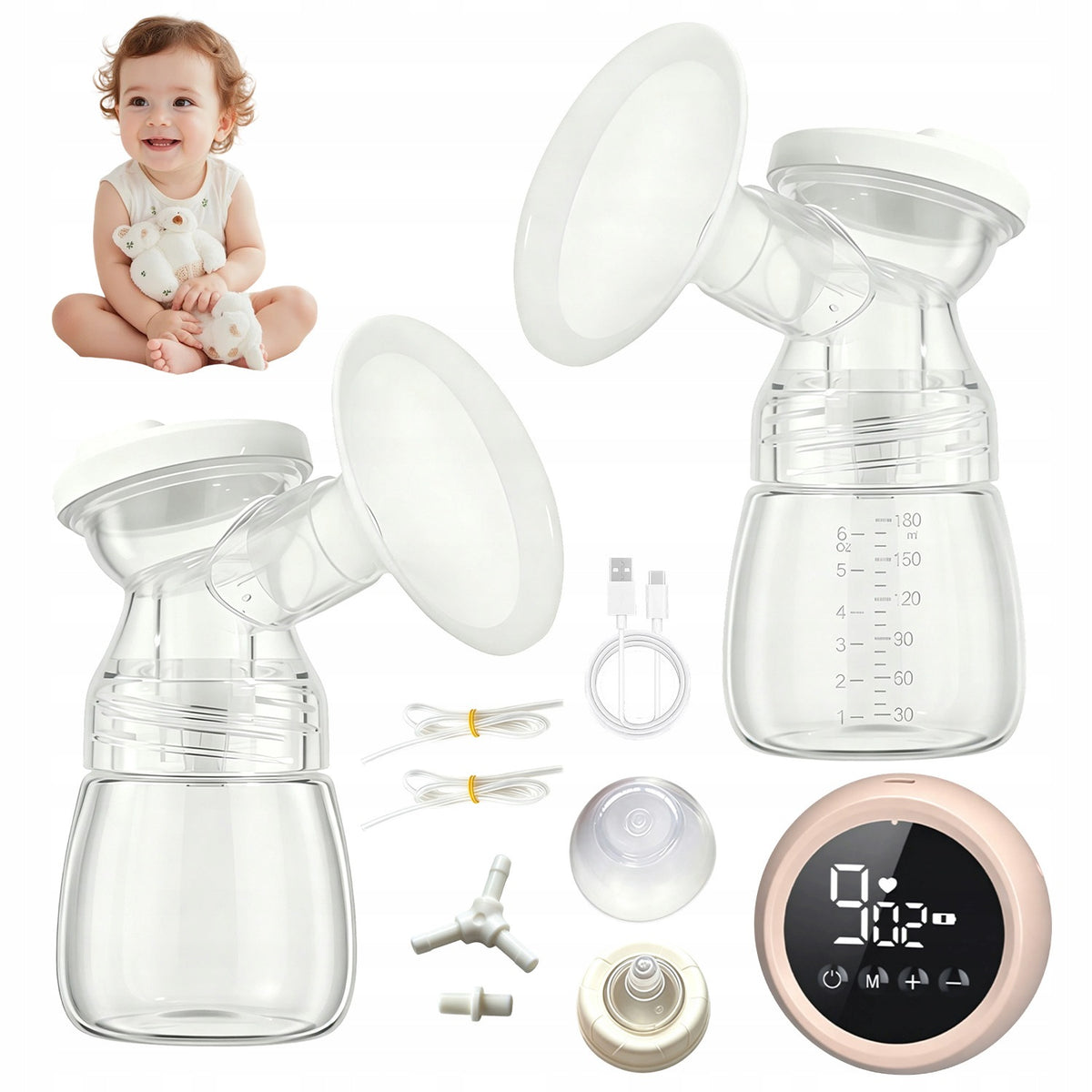 ELECTRIC BREAST PUMP EASY POSITION ADJUSTMENT 2 MODES 9 SUCTION LEVELS