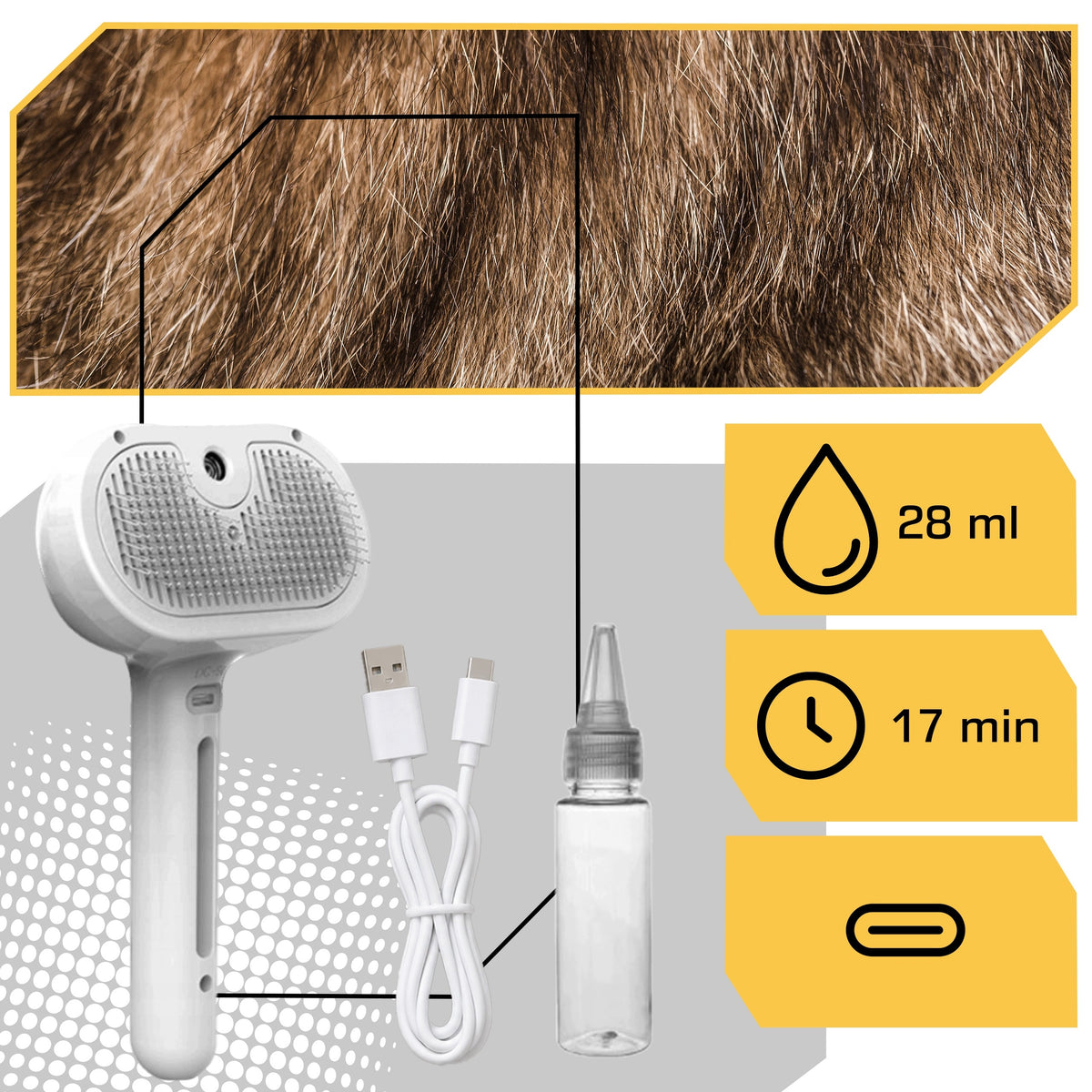 ELECTRIC CAT DOG STEAM BRUSH FOR COMBING PET HAIR Manufacturer code szczotka z przyciskiem do czyszczenia