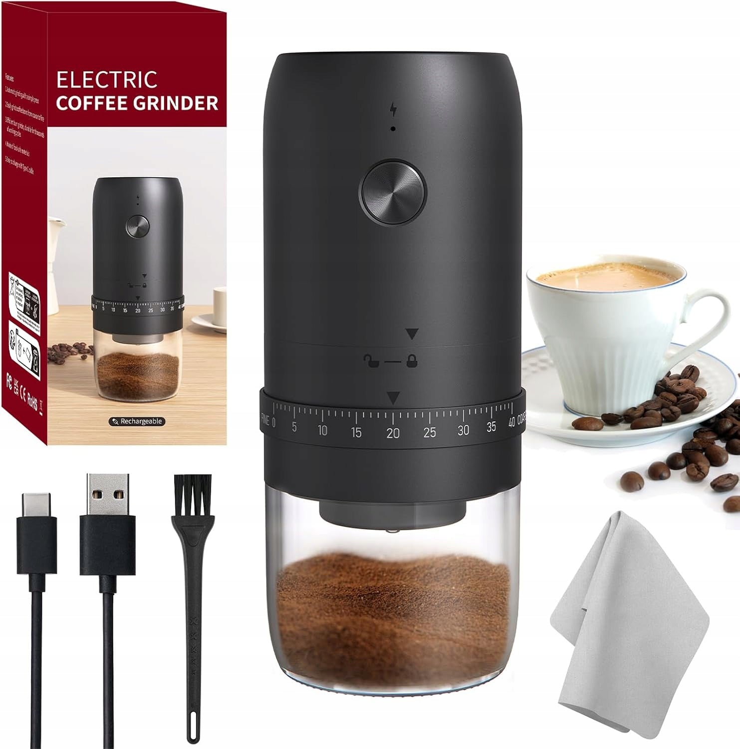 ELECTRIC CEREAL NUT COFFEE GRINDER GLOW POWERFUL CORDLESS USB
