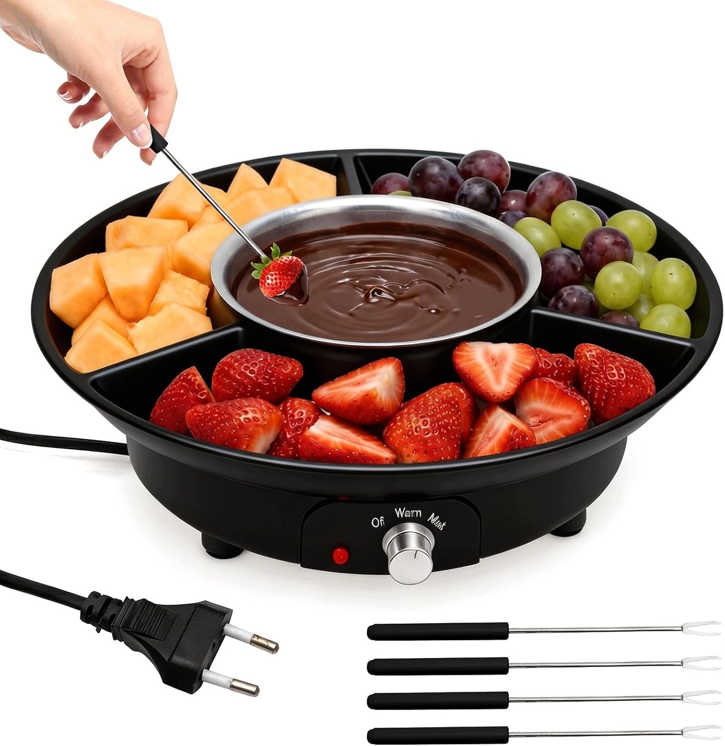 ELECTRIC CHOCOLATE FONDUE 260ML 2 TEMPERATURE LEVELS 4 DIFFERENT