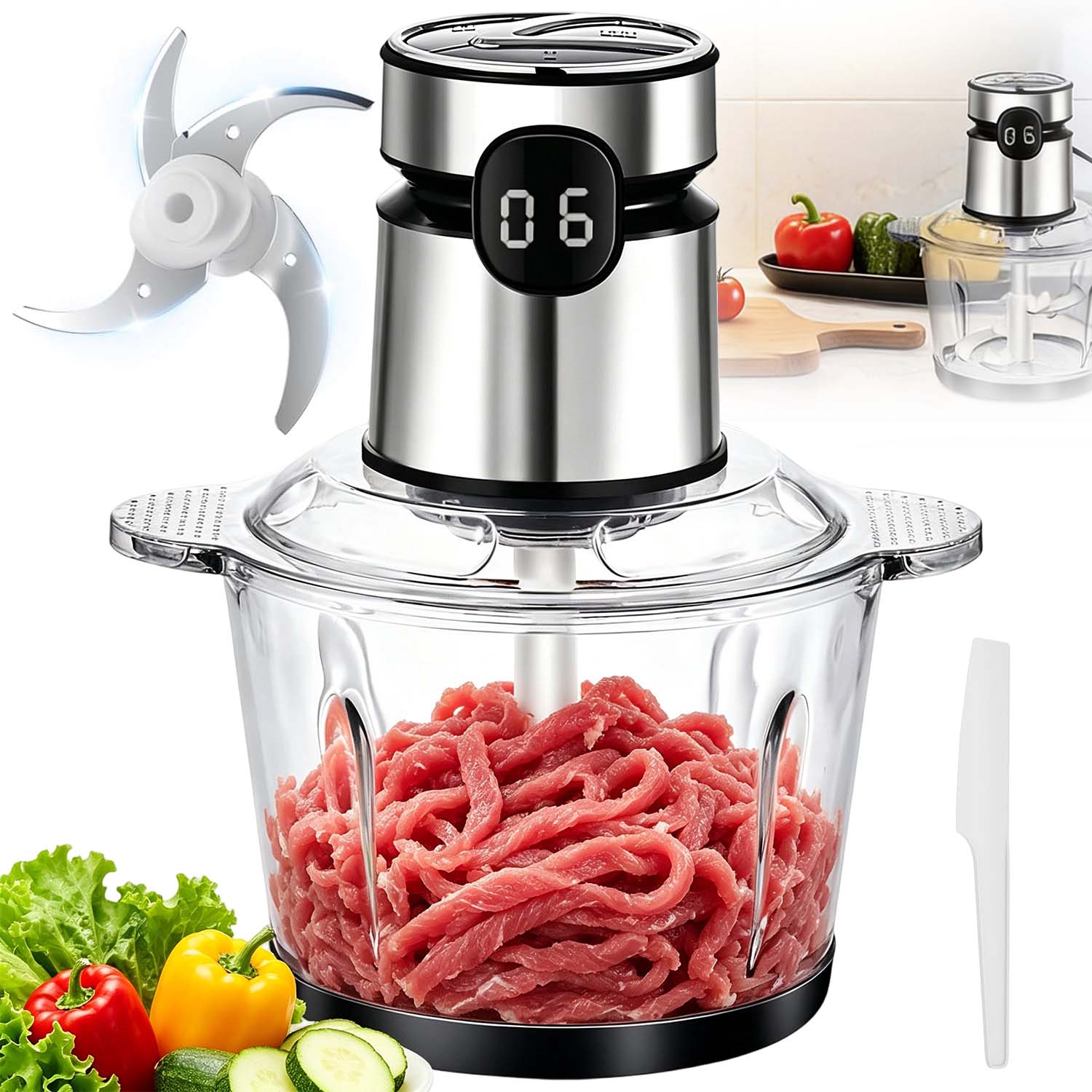 ELECTRIC CHOPPER FOR VEGETABLES MEAT FRUIT NUTS SHREDDER 2L 200W