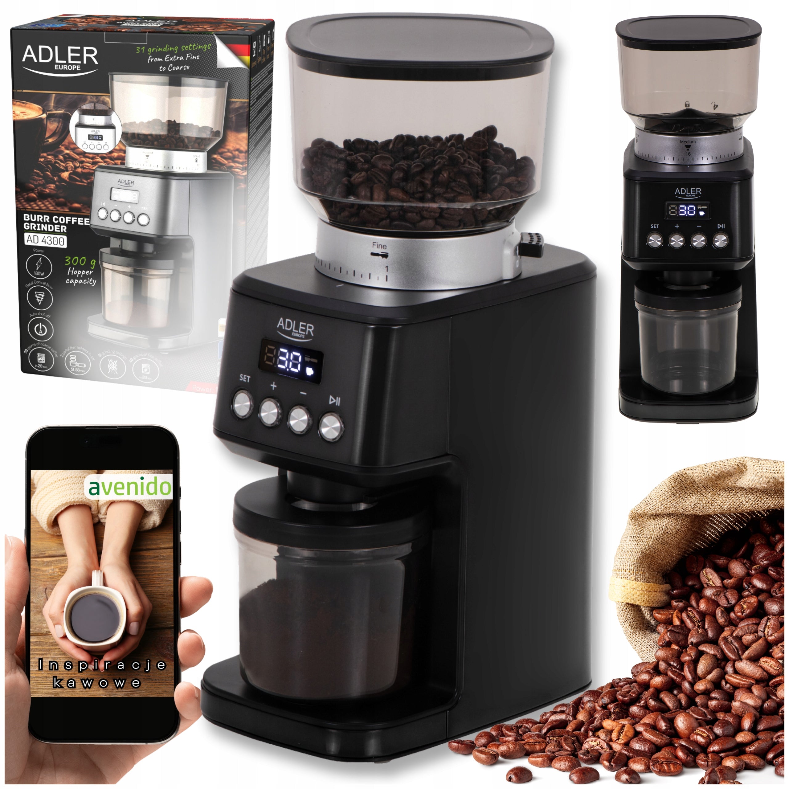 ELECTRIC COFFEE GRINDER FILAMENT ADJUSTMENT Adjustable 31 Grinding Levels