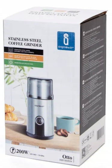 ELECTRIC COFFEE GRINDER HERBS FLAX PEPPER AIGOSTAR 200W Compact Brand Aigostar