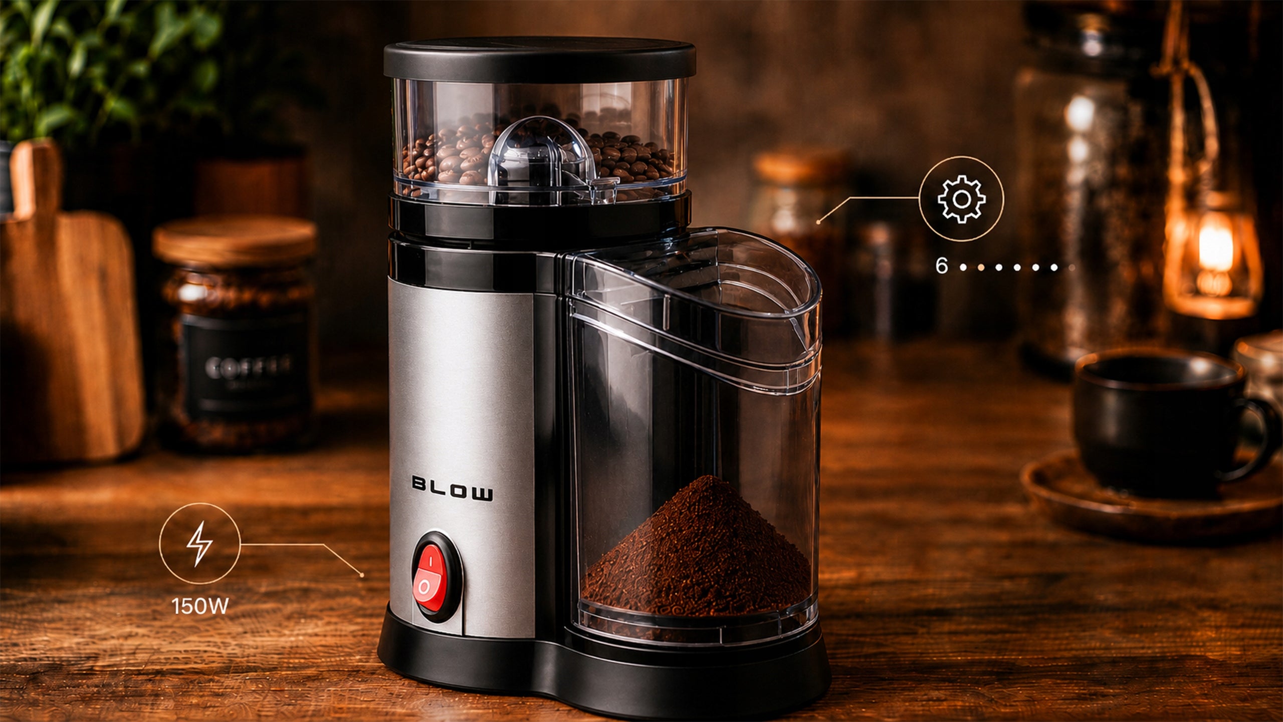 ELECTRIC COFFEE GRINDER STRONG 150W 100g QUIET OPERATION Manufacturer code 44-681# młynek do kawy cukru pudru orzechów