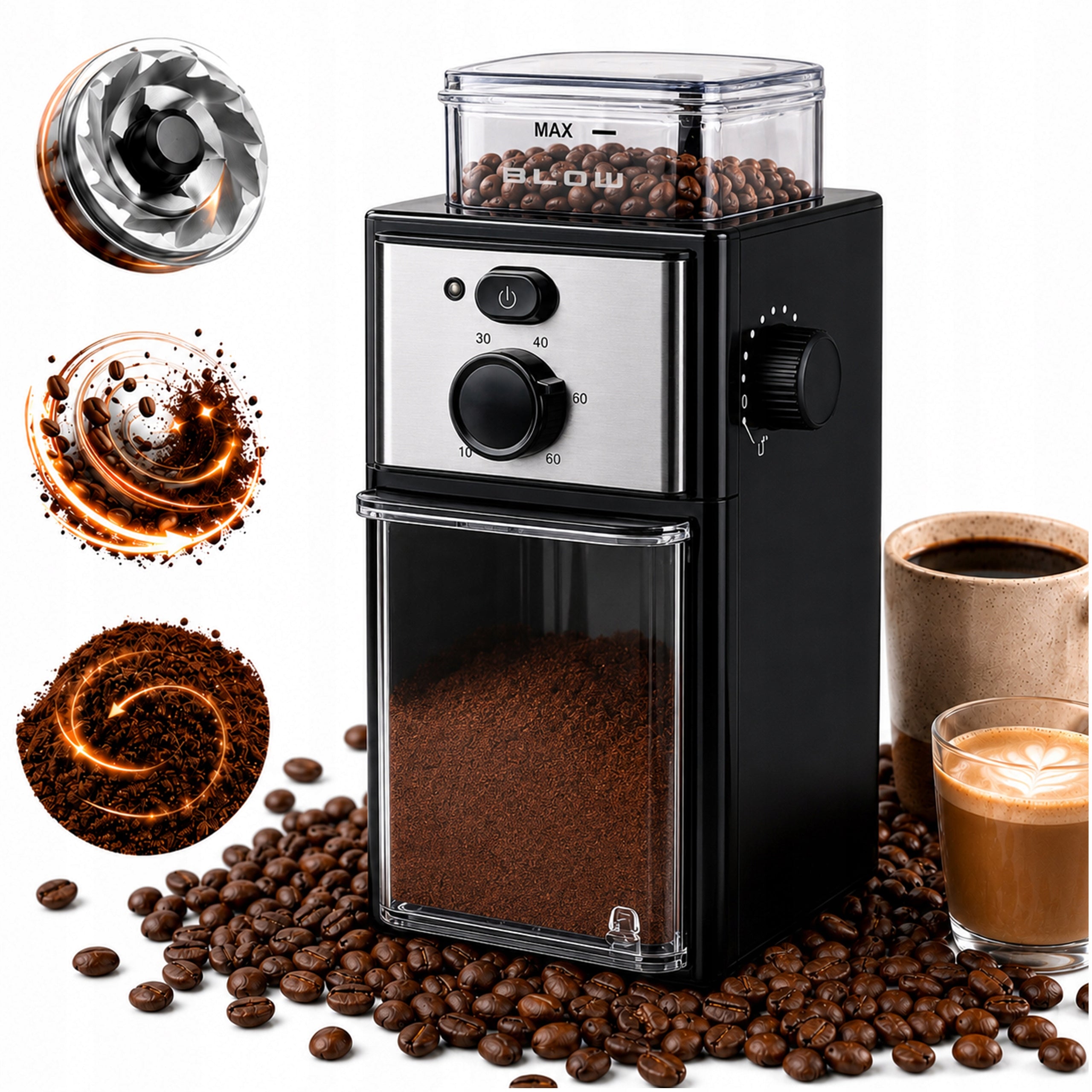 ELECTRIC COFFEE GRINDER STRONG 150W CONTAINER 100g QUIET OPERATION