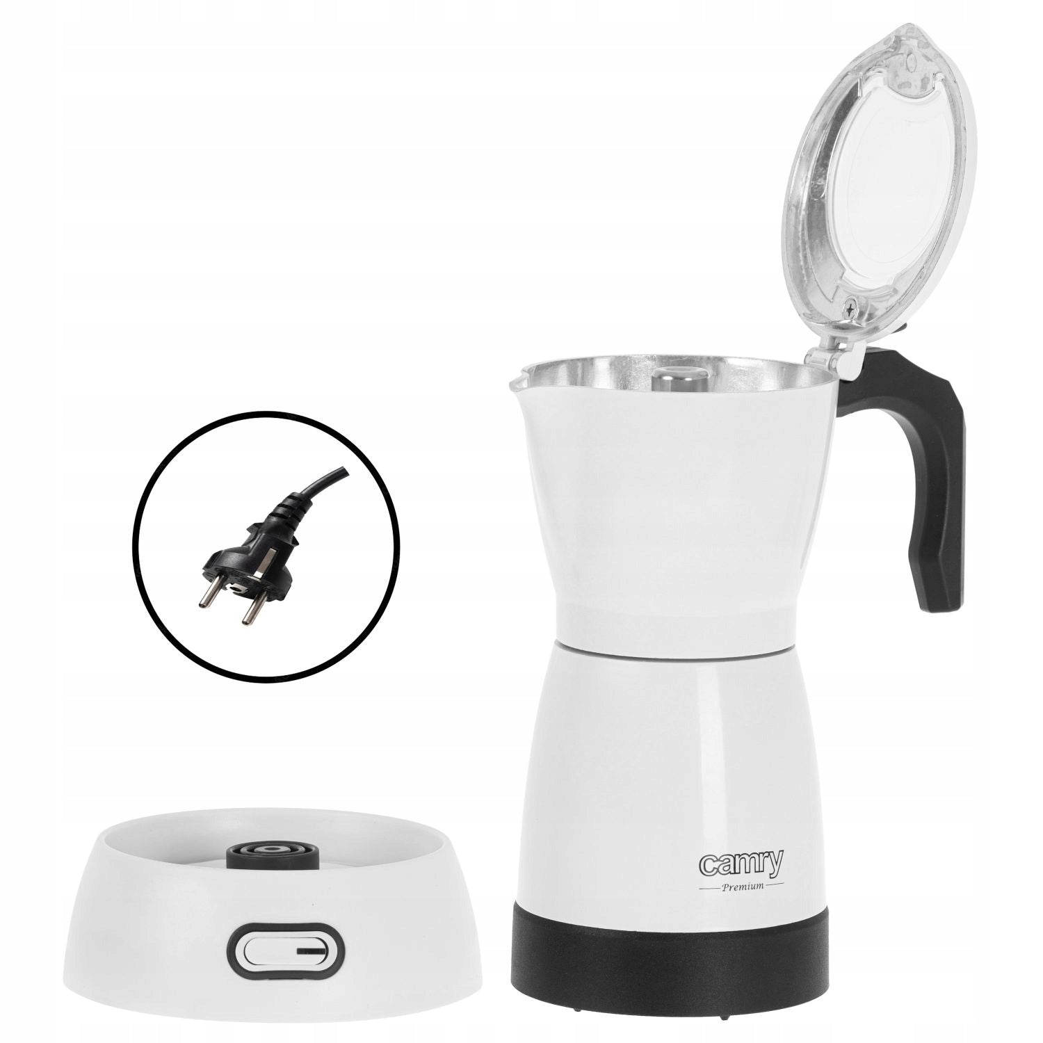 ELECTRIC COFFEE MAKER MOKA 300ml FOR 6 CUPS OF COFFEE NO STOVE REQUIRED Material aluminum