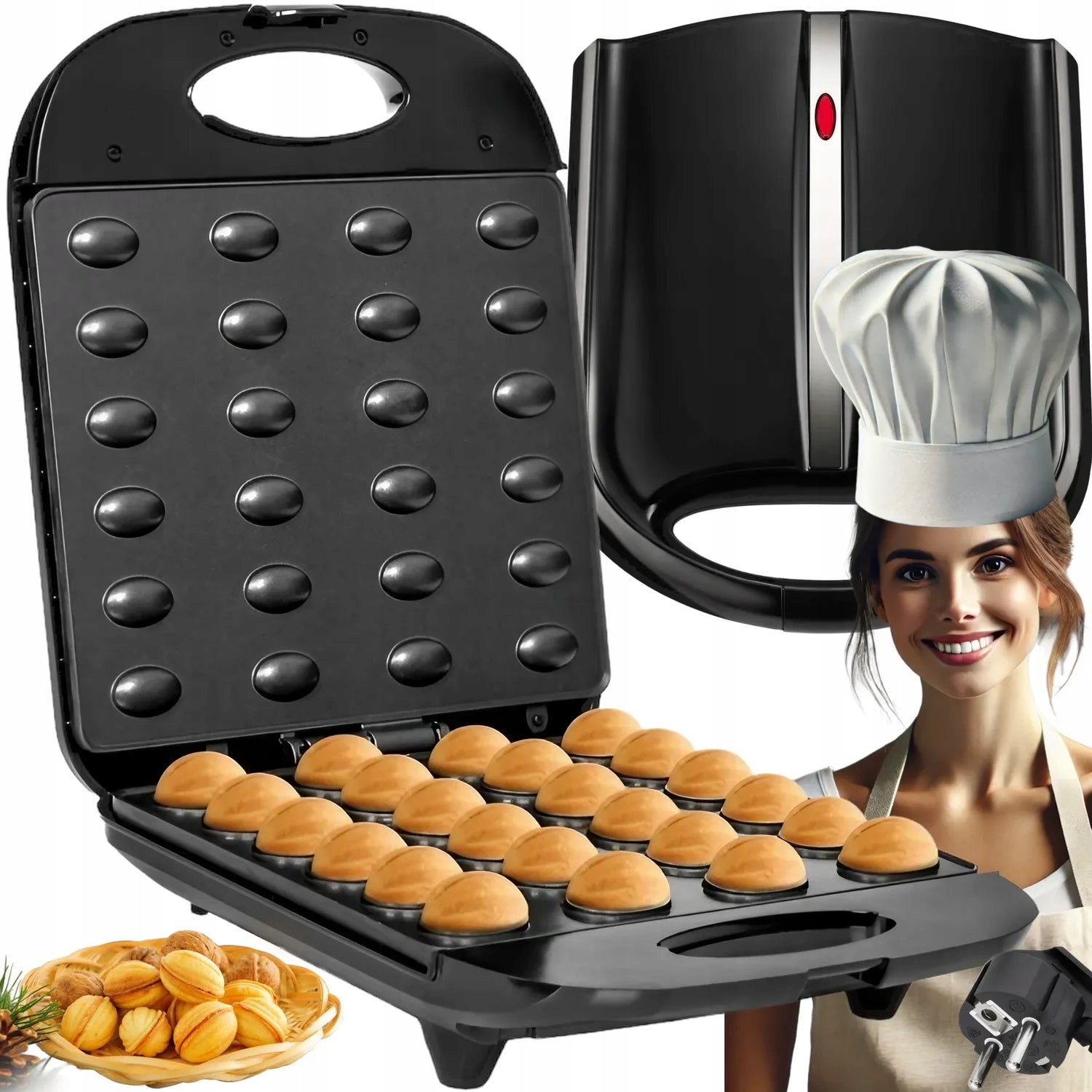 ELECTRIC COOKIE PEANUT TOASTER 24 MOLDS FORM XXL 1400W