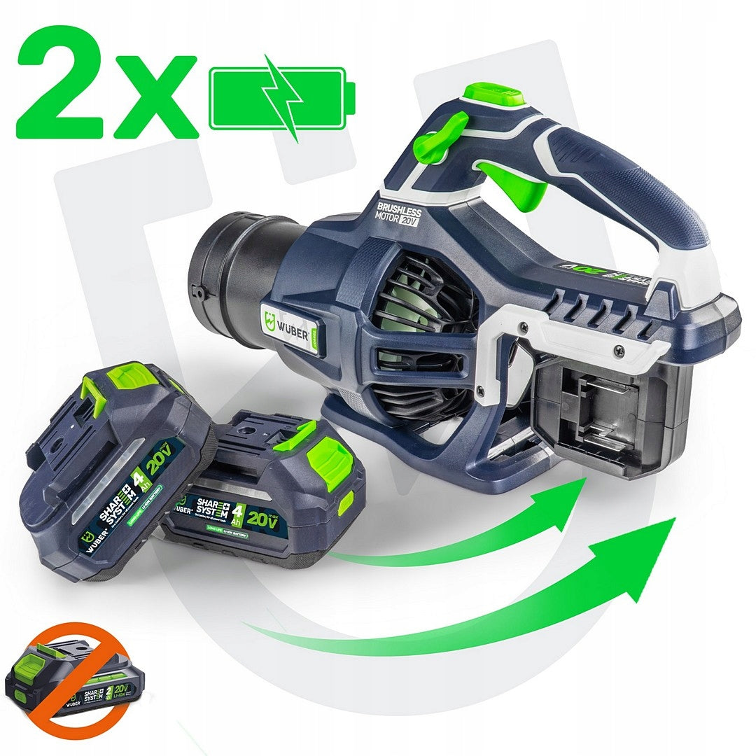 ELECTRIC CORDLESS LEAF BLOWER 2x20V 40V TURBO 220km/h POWERFUL Brand Wuber