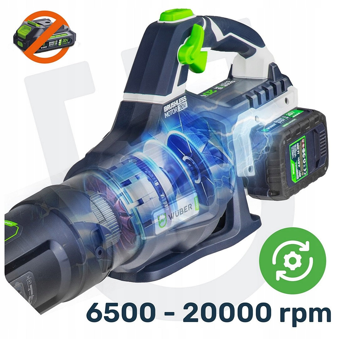 ELECTRIC CORDLESS LEAF BLOWER 2x20V 40V TURBO 220km/h POWERFUL Output 14.1 m3/min