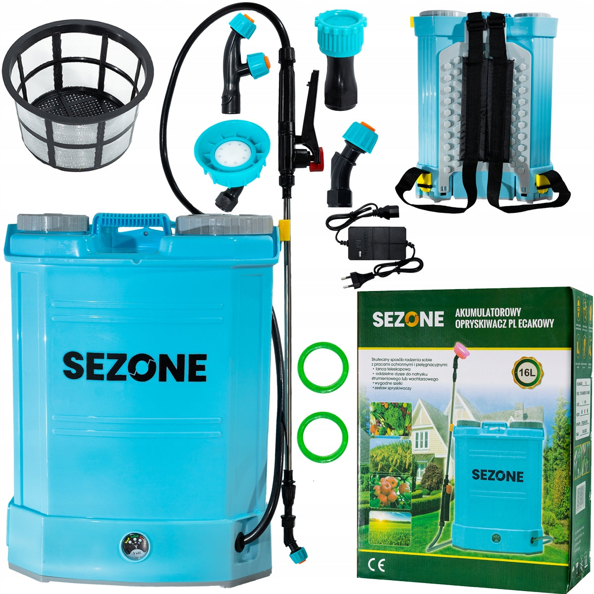 ELECTRIC CORDLESS SPRAYER 16L BACKPACK SET OF 4 NOZZLES LANCE