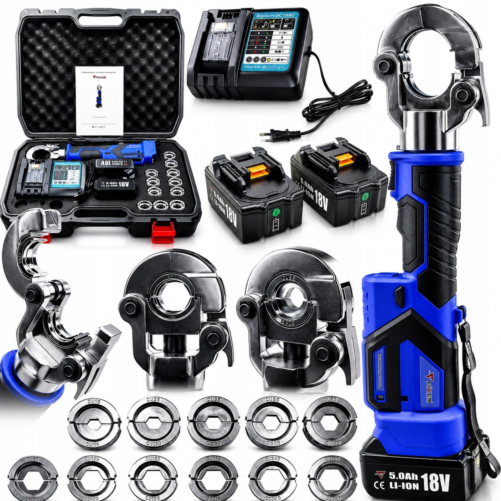 ELECTRIC CRIMPING MACHINE FOR CABLE TERMINALS 18V 300mm CORDLESS PRESS