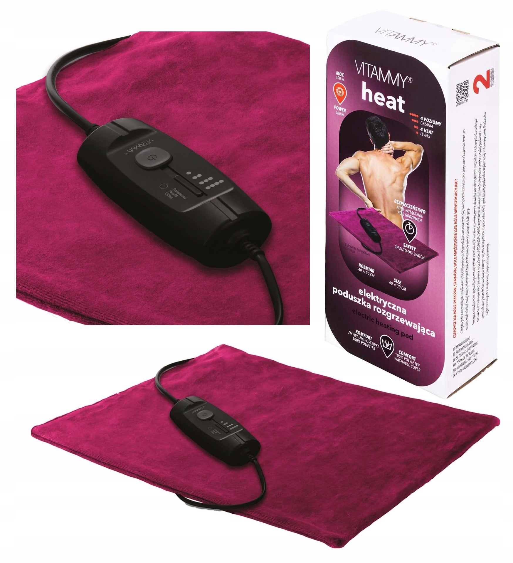 ELECTRIC CUSHION WARMING VITAMMY HEAT TEMPERATURE ADJUSTMENT 4LEVELS