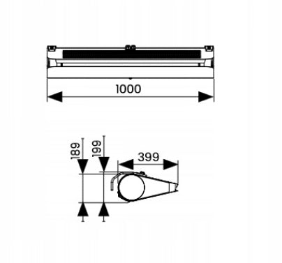 ELECTRIC DOOR AIR CURTAIN 100CM SLIM STRONG 5000W FLOWAIR Product depth 44.3 cm