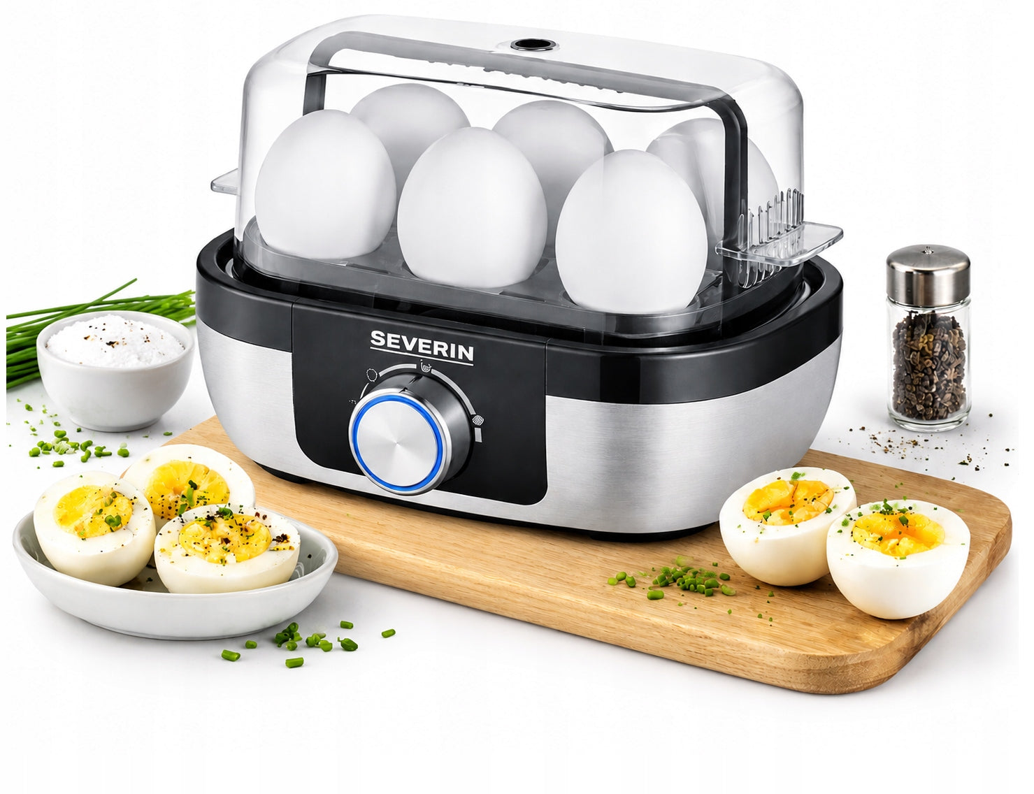 ELECTRIC EGG COOKER 6 EGGS INSERT FOR COOKING STEAM STEEL SEVERIN EK3169