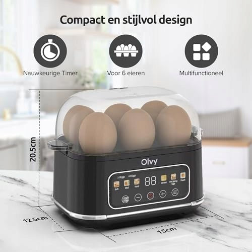 ELECTRIC EGG COOKER 6 EGGS TIMER LCD AUTOMATIC WASHING DISHWASHER Dominant color clear