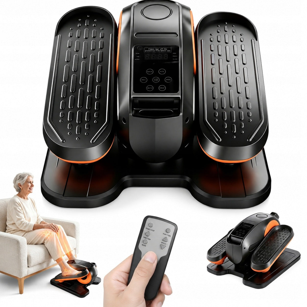 ELECTRIC ELLIPTICAL CROSS TRAINER MINI LEG TRAINER WITH REMOTE CONTROL 12 SPEED LCD 50W HOUSE